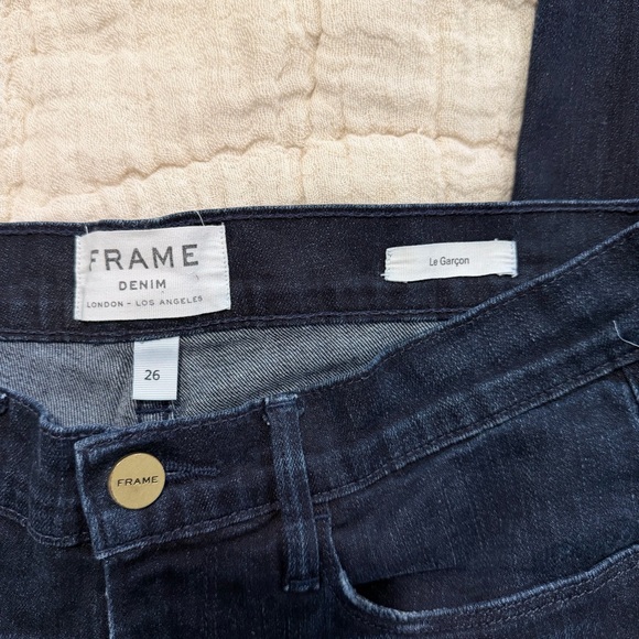 NWOT FRAME Denim Le Garcon Boyfriend Jeans Dark Wash River Road, Size 26 - Picture 6 of 8